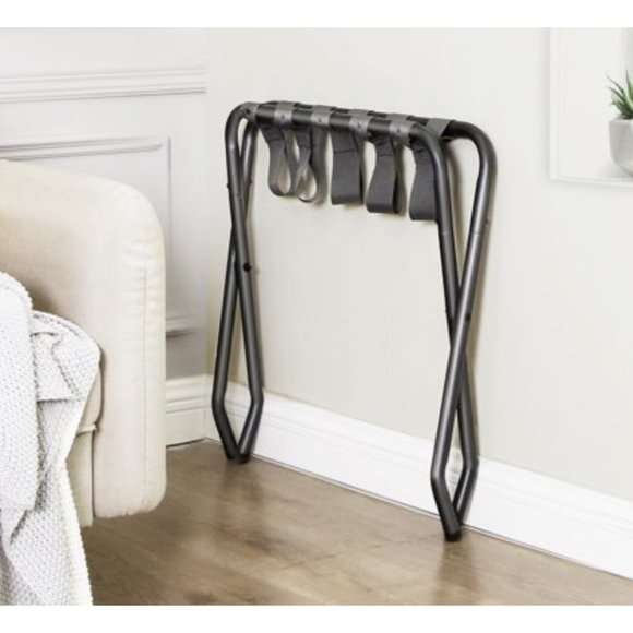 SONGMICS 2PK Suitcase Luggage Rack Steel Frame For - Motel/Hotel/Home - Gray - Picture 3 of 6